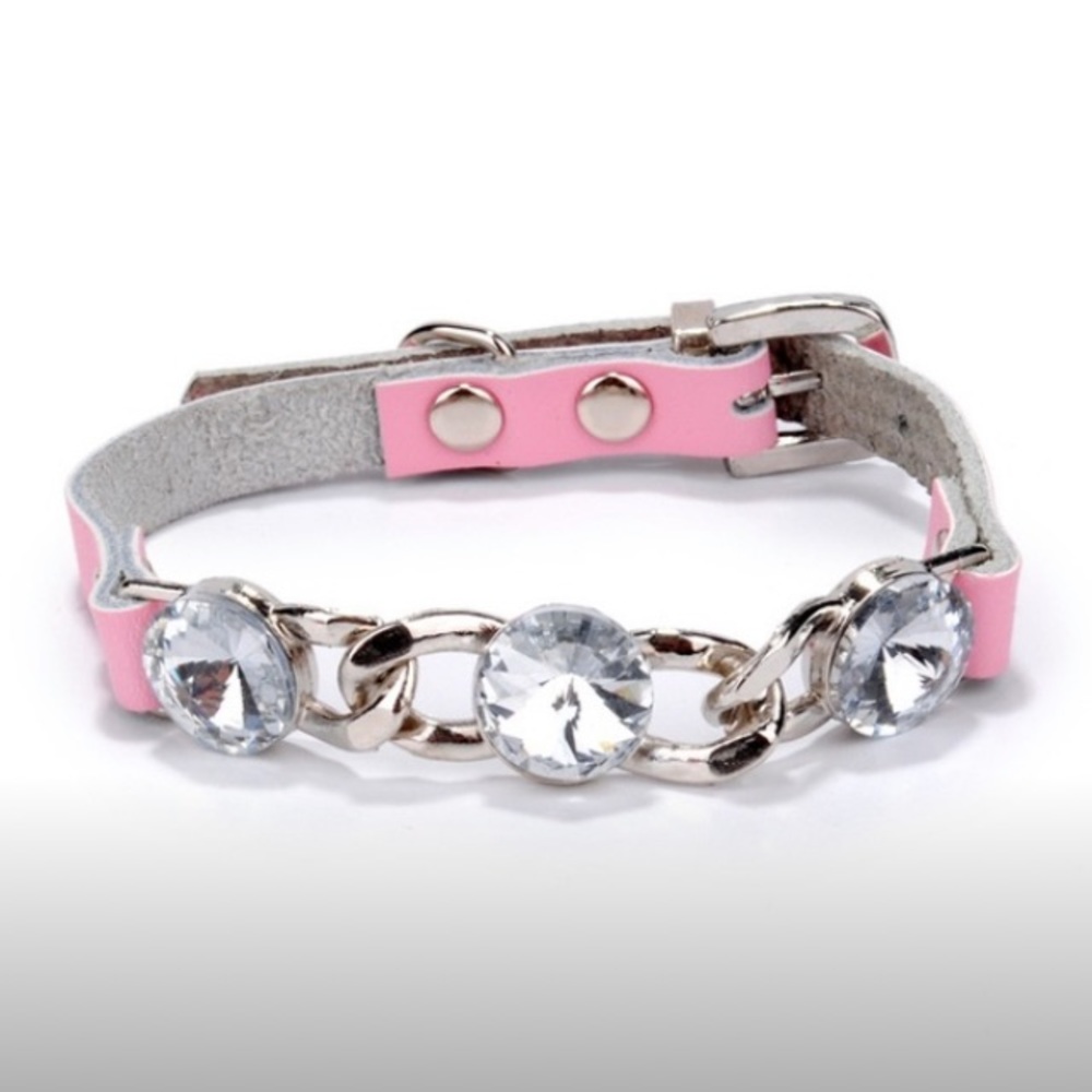 Crystal Diamond Pink Dog or Cat Collar Small